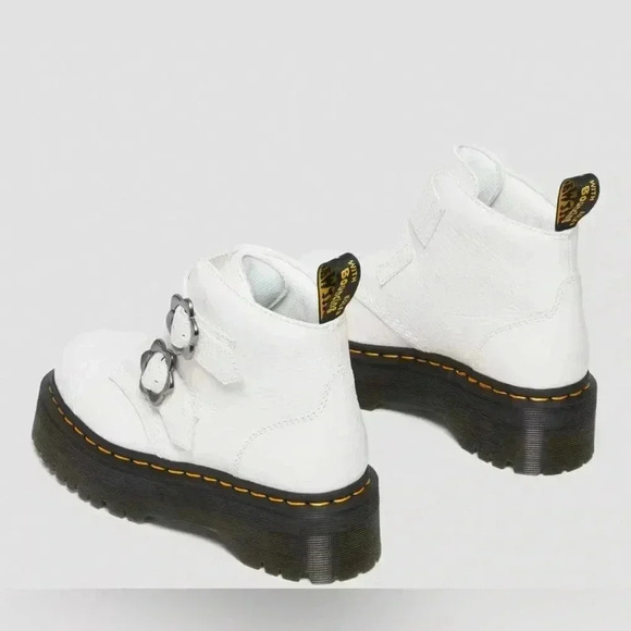 DEVON FLOWER BUCKLE LEATHER PLATFORM BOOTS dr marten’s - Picture 4 of 10